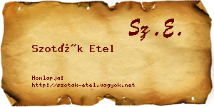 Szoták Etel névjegykártya